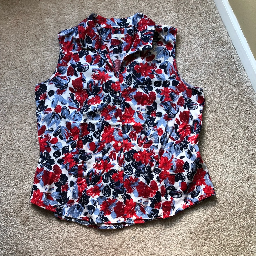 Talbots Button Down Sleeveless Blouse